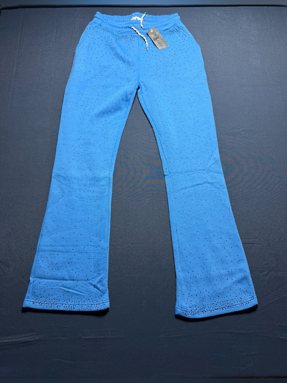 Bezalel Fleece Rhinestone Blue Flare Sweatpants Size L NWT-Unisex